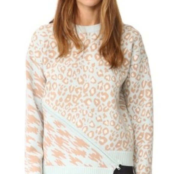 Opening Ceremony Glacier Blue Animal Zip Sweater - Picture 2 of 12